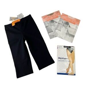 Sansha Crop Dance Pants Size 10 + Capezio Footed Tights Suntan & Pink New NWT